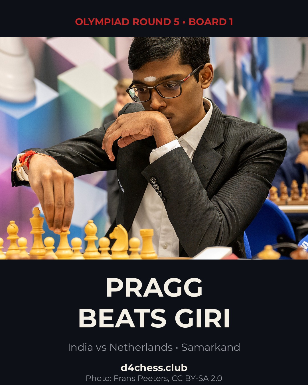 R Praggnanandhaa at the board